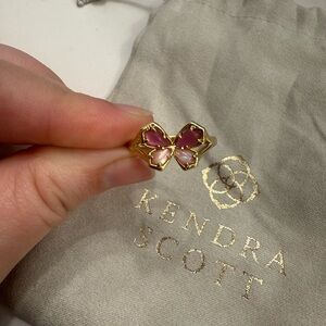 Kendra Scott Gold Ring with Pink Butterfly Design